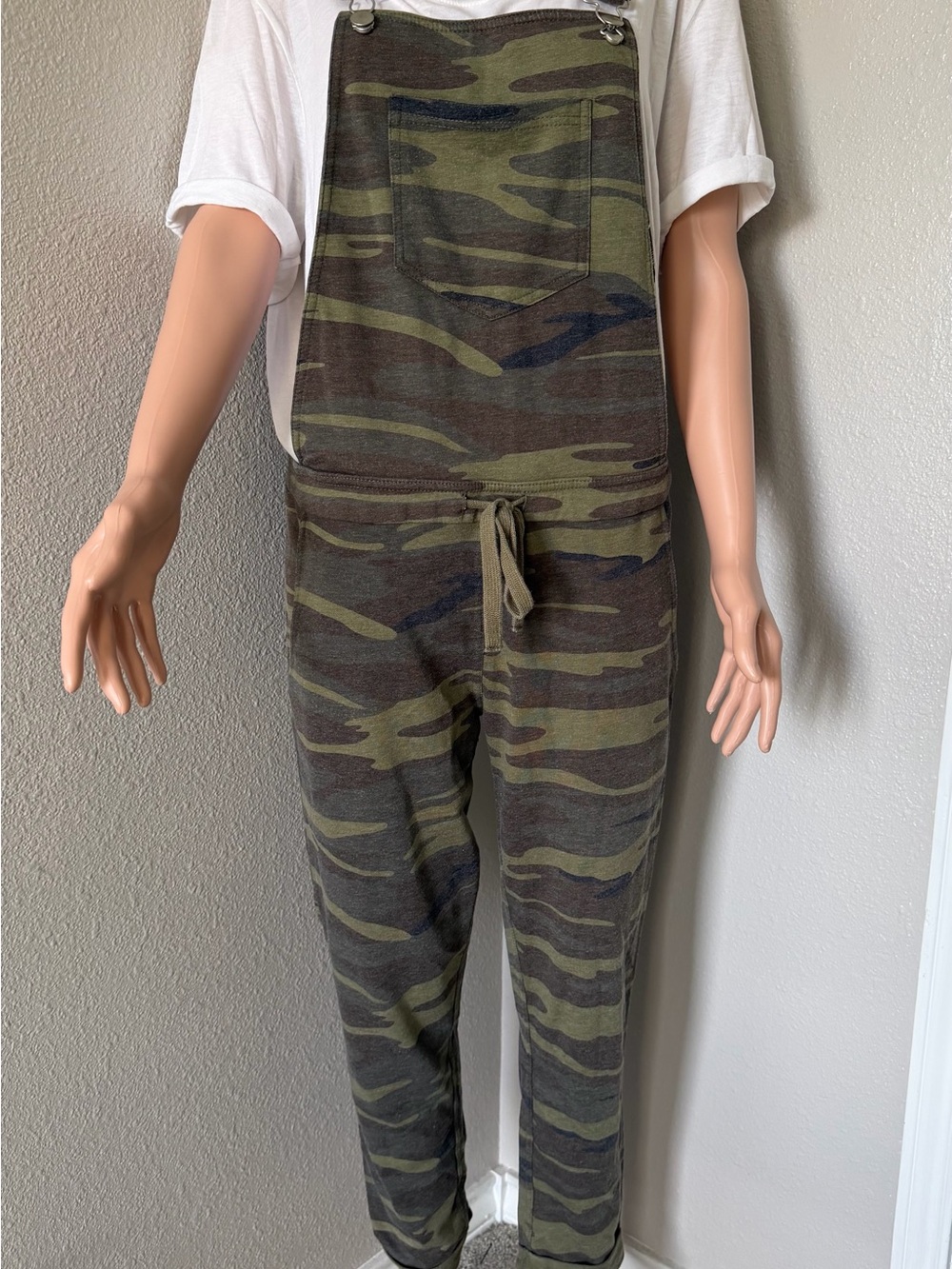 White Crow Camo Knit Overalls - Olive & Dark Green